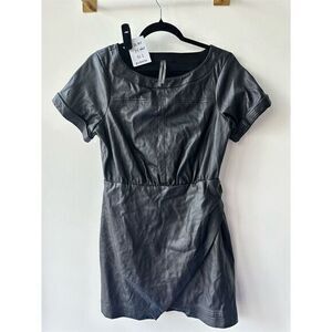Anthropologie Women's Black Mini Dress Size 10p Short Sleeve